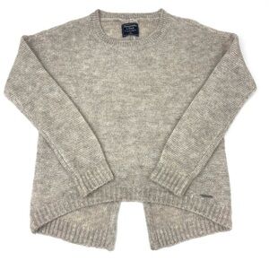 Abercrombie Slit Back High Low Crewneck Knit Stretch Sweater
